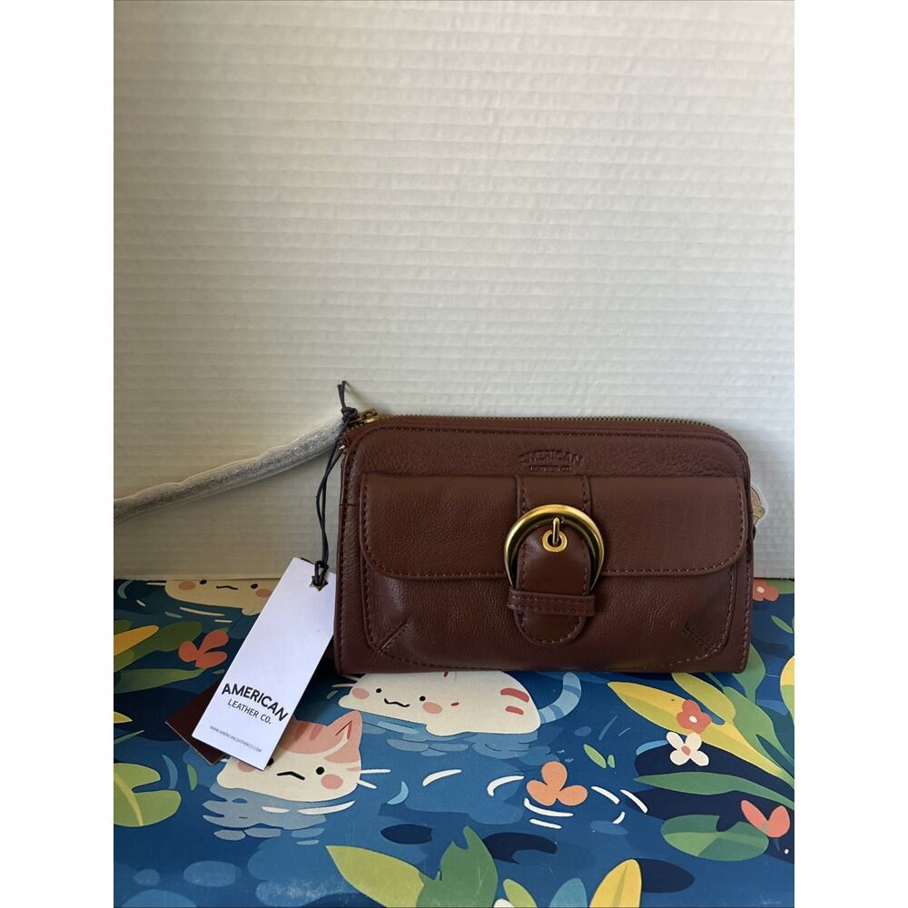 American Leather Co. Buckle Leather Wristlet Wallet NWT $98